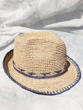 100% Straw Raffia women's fedora hat